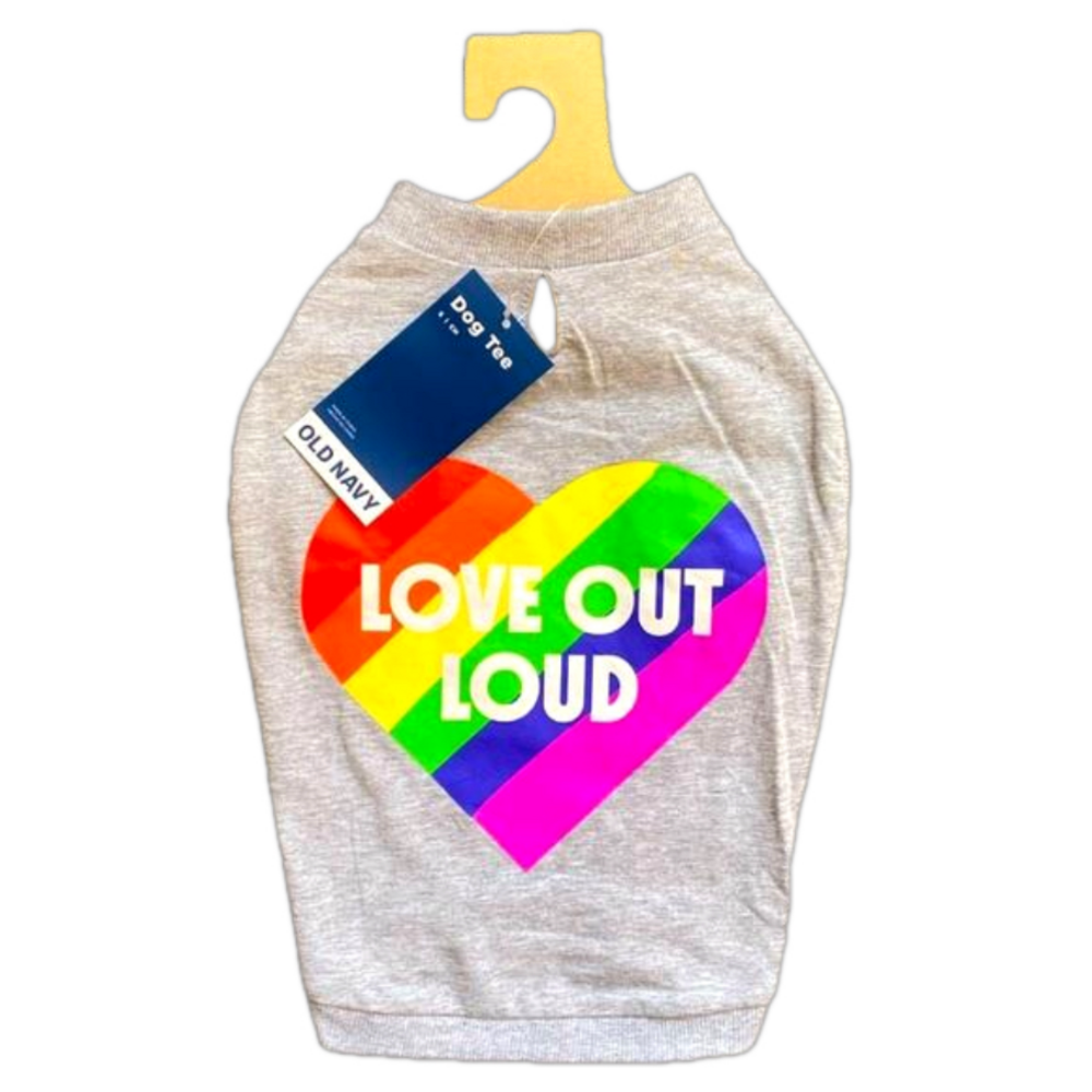 Pet Dog Gay Pride “Live Out Loud” Rainbow Tee Shirt - Size Small - Brand New
